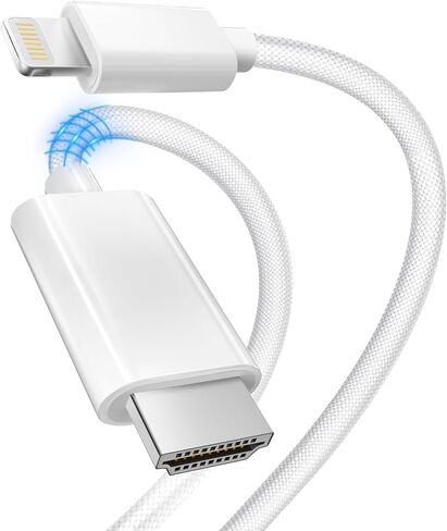 Lightning to HDMI Cable for iPhone [MFi Certified] 1080P HDMI Cable Digital AV Adapter Converter Cord Compatible for iPhone 14 13 12 11 Pro Max XS XR X 8 7 to HDTV Projector Monitor Sync Screen in Kuwait