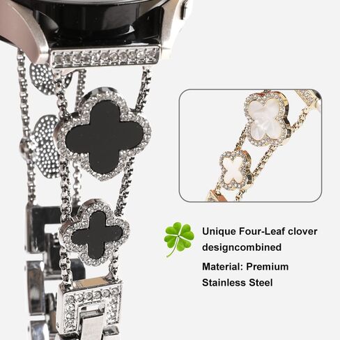 for Samsung Galaxy Watch 7 6 5 4 FE Band 40mm 44mm, 20mm Watch Band,Four Leaf Clover Women Bling Diamond Band for Samsung Galaxy Watch 6 Classic 4 Classic 5 Pro Active 2 43mm 47mm 42mm 46mm in Saudi Arabia