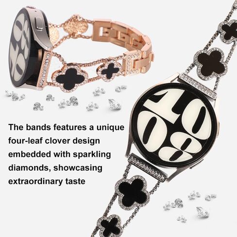 for Samsung Galaxy Watch 7 6 5 4 FE Band 40mm 44mm, 20mm Watch Band,Four Leaf Clover Women Bling Diamond Band for Samsung Galaxy Watch 6 Classic 4 Classic 5 Pro Active 2 43mm 47mm 42mm 46mm in Saudi Arabia