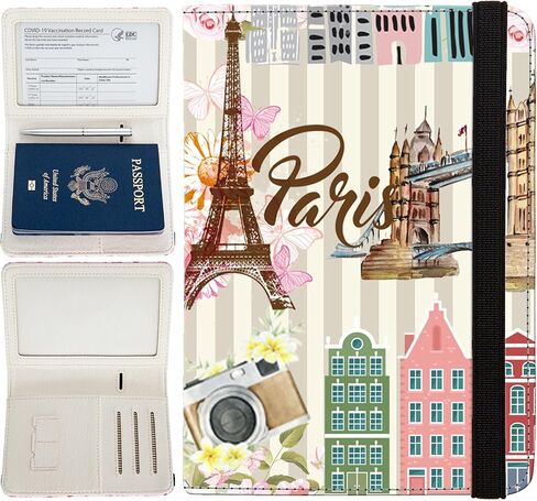 Passport Holder Women,RFID Blocking Travel Wallet,Leather Card Case Travel Document Organizer Credit Card Holder Girl Men (Colored cat) in Kuwait