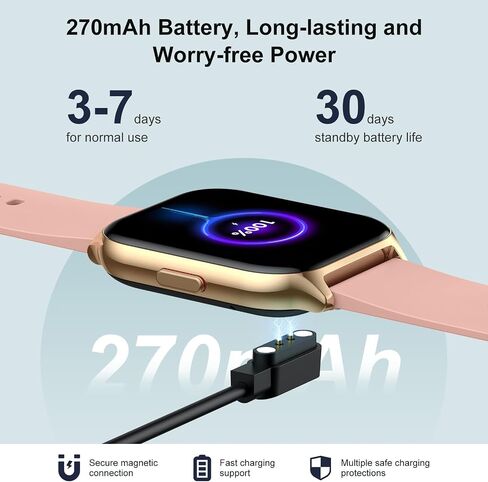 Smart Watch for Women Men, 2.01" HD Display Fitness Tracker with 107+ Sports Heart Rate Blood Pressure Blood Oxygen Sleep Monitor, IP68 Waterproof Smartwatch Compatible with Android iOS iPhone Phone in Saudi Arabia