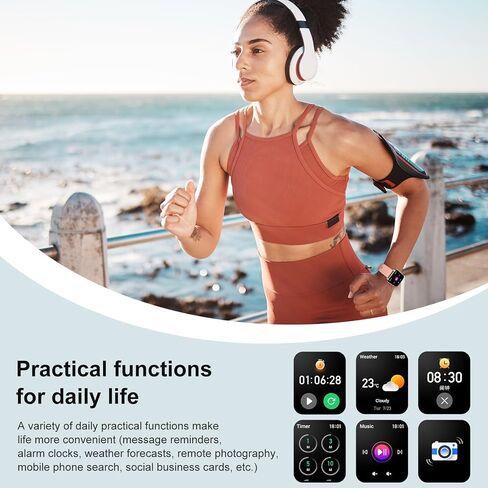 Smart Watch for Women Men, 2.01" HD Display Fitness Tracker with 107+ Sports Heart Rate Blood Pressure Blood Oxygen Sleep Monitor, IP68 Waterproof Smartwatch Compatible with Android iOS iPhone Phone in Saudi Arabia