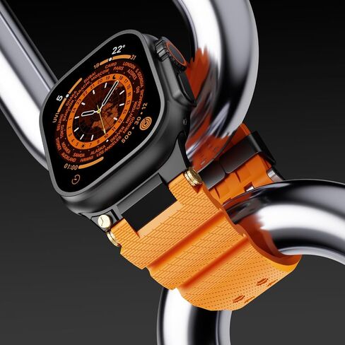 شاهد فرقة التوافق مع Apple Watch Ultra 2 Band 49mm 46mm 45mm 44mm ، Men Silicone Silicone Rugged Rupber Strap لـ IWatch Series 10 9 8 7 6 5 4 3 2 1 SE مع موصل معدني in Saudi Arabia