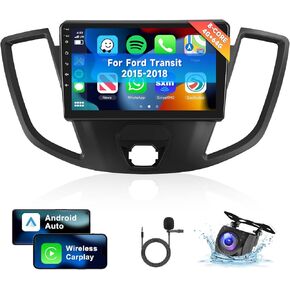[8 CORE 4G+64G] Car Radio for Ford Transit 2015-2018 with Wireless Carplay/Android Auto, 9 Inch Android 13 IPS Touch Screen Car Stereo, Bluetooth, GPS Navi, WiFi, SWC, DSP + Backup Camera