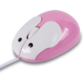 elec Space Cute Rabbit Shape USB Wired Mouse, 1200DPI, 3 Buttons, 3.6 ft Cord (Pink)