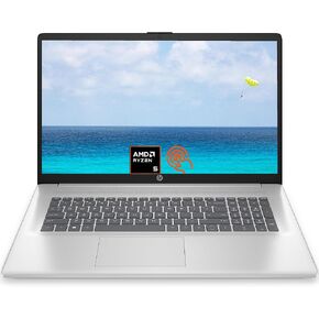 HP 17 Inch Laptop, AMD Ryzen 5 7530U Processor (Beats Intel Core i7-1065G7), 17.3" HD+ Touchscreen, 32GB RAM, 1TB SSD, Windows 11 Home, Natural Silver, Alpacatec Accessory (Renewed)