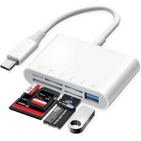 USB C SD Card Reader USB-C to SD MicroSD XD Picture MS Memory Stick Compact Flash Cards, Type C 6 Slots Trail Cameras Viewer Adapter for iPhone 15 16 iPad Mac Laptop MacBook More USBC Devices