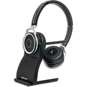 Spracht ZumBT-410 Prestige Bluetooth Headset with Noise-Canceling Microphone | Wireless Headset with Charging Base & USB Dongle for Computer | PC Headset for Working from Home/Office/Teams/Zoom