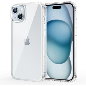 for iPhone 15 Plus Case 6.7-Inch, Shockproof Bumper Phone Cover, Anti-Yellowing Clear Back Compatible with iPhone 15 Plus (Clear)