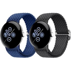 Braided Bands Solo Loop Compatible with Google Pixel Watch 2 1/Pixel Watch 3 41mm 45mm, Adjustable Stretchy Nylon Elastic Straps with Upgraded Connector for Google Pixel Watch Wristbands Women Men