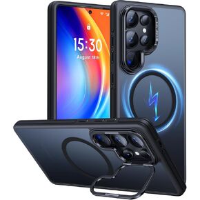 JAME for Samsung Galaxy S25 Ultra Case, [Compatible with Magsafe][Built-in Stash Stand][Military-Grade Protection] Protective Shockproof Magnetic Case for Samsung Galaxy S25 Ultra Phone Case, Black