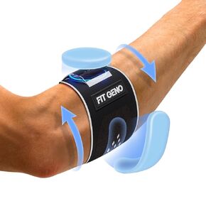 Fit Geno Elbow Brace for Tennis & Golfer's Elbow: Adjustable Elbow Strap for Tendonitis Pain Relief with Compression Pad - Support for Sports Men and Women - M/L/XL (10''-15.5'', Plus, 1 Pack)