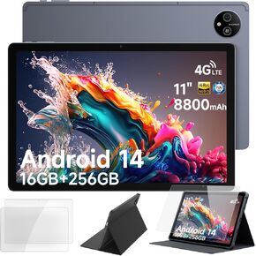 Ulefone Tab A11 Pro Android 14 Tablet, 16GB RAM + 256GB ROM, Gaming Tablet, 11 inch Large Screen, 8800mAh Battery, 16MP + 8MP, Comes with Tempered Glass and Holster Case