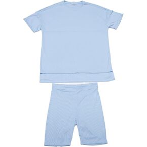 Womens Sleepwear Lounge Sets Oversized T-Shirt with Biker Bodycon Shorts Workout Sweatsuits Outfits