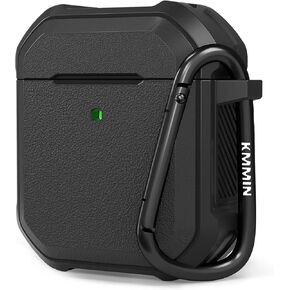 Airpods Case Cover, Ztacking Airpods 2 & 1 Protective Hard Case Rugged Full-Body Shockproof with Keychain Front LED Visible Designed for Airpod Case 2nd Generation - Black