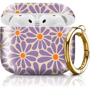 Cute Case Cover Compatible with AirPod 4th Generation 2024, Shockproof for Women & Girls with Cute Golden Round Buckle – Protective, Anti-Drop Design(Cute Cherries with Bows)