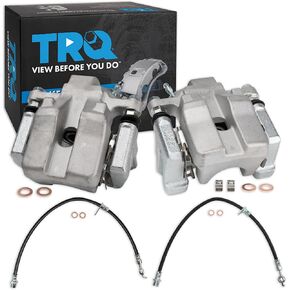 TRQ Front Brake Caliper & Hose Set Compatible with 2009-2010 Dodge Ram 1500 11-18 Ram 1500