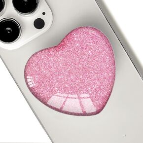 Expanding Moblile Phone Grip Heart Shape Glass Holder for Smartphones, Cell Phone Collapsible Stand - Pink