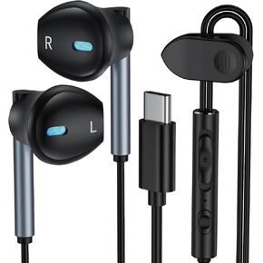 Samsung Earbuds Wired USB C for Galaxy S25 S24 Ultra/S24 FE/S23/S22/S21/S20,Type C Wired Headphones with Microphone Earphones for iPhone 16/16 Pro/16 Pro Max/16 Plus/15,iPad Pro,Pixel 9 8 7,One Plus9