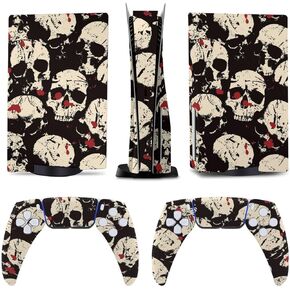 Dark Skulls 5 Skin Controller Accessories Cover Skins Anime Vinyl Cover Sticker Full Set for 5 Disc Edition