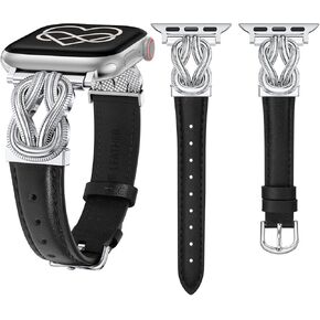 فرقة جلدية Wearlizer متوفرة مع فرق Apple Watch للنساء 40/38/41/44/42/45/46/49mm سوار رفيع تنكري مع مشبك تعشيق التصميم لسلسلة IWatch 10 9 8 Ultra SE 7 6 5 SE 4 3 2 1 1
