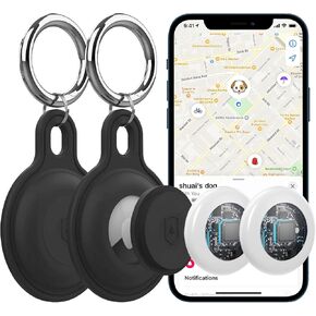 Smart Bluetooth Tracker & Key Finder - 2 Pack Key Finder Locator with Sound Compatible with Apple Find My (iOS Only), Trackers Like Airtags (Black)