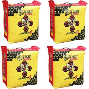 Morrell Yellow Jacket Supreme 3 28 Pound Adult Field Point Archery Bag Target with 2 Shooting Sides, 10 Bullseyes, and IFS Technology, Yellow (4 Pack)