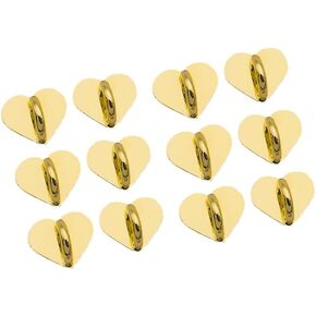 12pcs Heart Shaped Phone Finger Ring Adhesive Metal Cell Phone Finger Grip Hook for DIY Phone Case Hanging Supplies,Gold