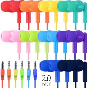 20 Pack Classroom Earbuds for Kids, Affordable in-Ear with 3.5mm Jack, Student Headphones for Children Boys Girls Toddler Adult