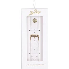 Lilly Pulitzer Genuine Leather Watch Band Sized to Fit 40mm, 44mm, 45mm & 46mm Smartwatches, Compatible with Apple Watch Series 1-6 and SE, Resort White