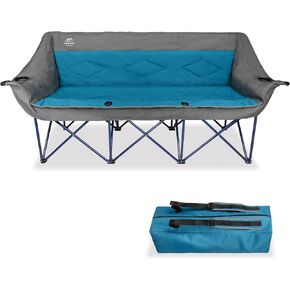 3 Person Camping Chairs,Supports 900Lbs,Oversized Loveseat Camp Chair w/Cup Holder,Wine Glasses Holder,Heavy Duty Extra Large Outdoor Folding Sofa Perfect for Family Picnic,Parties,Garden