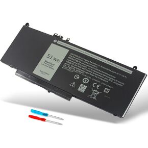G5M10 E5550 E5450 E5250 Battery Compatible with Dell Latitude E5550 E5450 E5250 5550 5450 5250 3150 3160, 8V5GX R9XM9 1KY05 08V5GX VMKXM 5XFWC PF59Y 451-BBLN 451-BBLL 451-BBLK 51Wh 7.4V 4-Cell