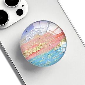 Phone Grip with Expanding Kickstand,Cell Phone Collapsible Stand Pink Blue White Design for Smartphones