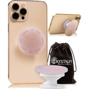 Gratitude Grips by CRYSTALFY Love Magnet Crystal Phone Grip Holder & Expanding Kickstand - Natural Gemstone Swappable Top Accessory for iPhone, iPad, Kindle & Mobile Devices