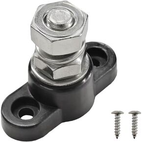 3/8" Battery Power Junction Block Stud Stainless Steel Post, 12V DC M10 Single Stud with Insulated Base, Terminal Distribution Block, Battery Accessories Connections for Car and Marine (Red/Black)