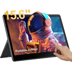 15.6'' TouchScreen Portable Monitor with Kickstand,1080P extended TouchScreen Monitor with Stand & Speakers,USB C HDMI Travel Monitor for Laptop Computer PC Phone Switch(15.6"1920*1080-B)