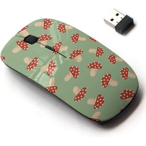 2.4G Wireless Mouse with Cute Pattern Design for All Laptops and Desktops with Nano Receiver - Mushroom Colorful Doodle on