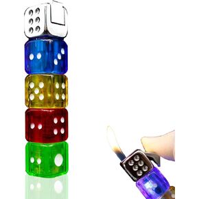Creative Dice Lighter, Butane Lighter, Cool Lighters for Men, Funny Lighters, Lighter for Candles, Dice Can Be Rotated Unique Transparent Color Light Appearance, Gifts for Men（No Gas）