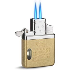 SOMGEM Torch Lighter Butane Fuel Refillable, Cool Pocket Lighters Insert Double/Dual Jet Flame for Classic Lighter Case, Windproof Lighter Inserts with Visable Tank Window, Great Gift for Him