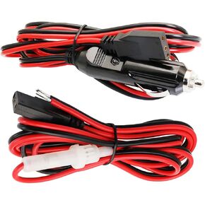 2 Pack CB Radio Power Cord Cable 3-Pin Plug 15A Fused Power Cable and 3-Pin 12V Cigarette Lighter Plug Socket Power Cord for CB Ham Radios