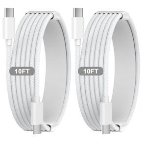 USB C to USB C Cable, 2 Pack 10FT Nylon Braided Long iPhone 16 Charger Cords Fast Charging, 60W Type C Charger Cable Compatible with iPhone 16/16 Plus/16 Pro/16 Pro Max/15/15 Pro/15 Pro Max