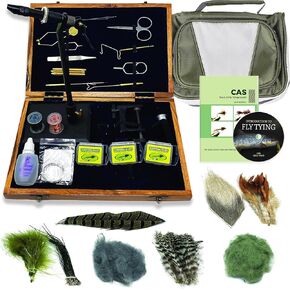 Colorado Angler Fly Tying Kit for Fly Fishing - Fly Tying Kit for Beginners & Enthusiasts, Includes Rotary Fly Tying Vise, Wooden Box and DVD Included