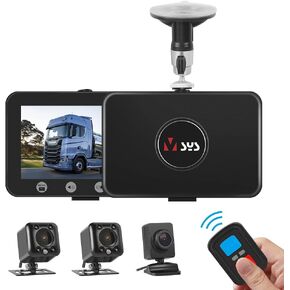 VSYSTO SEMI TRACK DASH CAM 3-channel 1080p Fiew + HD Side Views (يسار/يمين) IR Night Vision Design WiFi GPS 2.4G مدعوم عن بُعد لشاحنات ومقطورات وسيارات