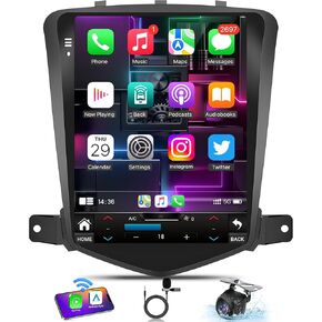 8+128G Car Radio for Chevrolet Chevy Cruze 2009-2015: 10.4 Inch FHD Touchscreen Head Unit, Android 13 Stereo with Wireless Carplay/Android Auto, GPS, WiFi/Bluetooth/4G LTE, FM/RDS, SWC, 1080p Camera