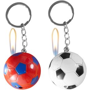 2 Pack White Red Football Cool Butane Torch Lighters,Refillable Adjustable Jet Flame Lighter,Windproof,Gift for Men Candles Camping BBQ (No Butane Fuel)
