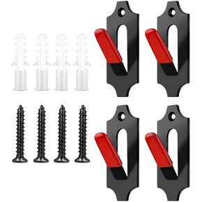 4 Pack European Skull Wall Mount Bracket Hangers, for Deer Mule Antelope Coyote Skull, Suitable for Indoor or Outdoor, with Screw Expansion Bolts, Red Silicone Protector