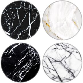 (4 Pack) Cellphone Phone Grip for Smartphones, Collapsible Stand Cell Phone Expanding Holder for Phone - Black White Marble