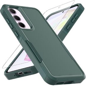 for Galaxy A35 5G Phone Case,[Military Grade Drop Tested] with Screen Protector,Dual Layer Protective Heavy Duty Cell Phone Cover Non-Slip Shockproof Rugged Case for Samsung Galaxy A35 5G (Dark Green)