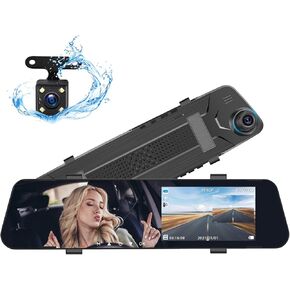 Camecho 4.5 "Mirror Dash Cam Camera 1080p FHD Flud and الخلفية الكاميرا المرآة للسيارات حلقة Cam Cam Cam