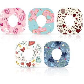 25pcs Adhesive Patches for Dexcom G7, Love Pattern CGM Sensor Covers Breathable Waterproof Overpatches Valentines Sticker Sensor Patches Compatible with Dexcom G7 (5 Styles)